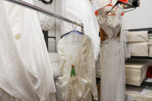 Wedding gowns on rack