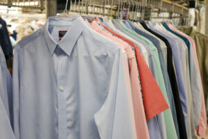 Men's shirts on garment conveyor